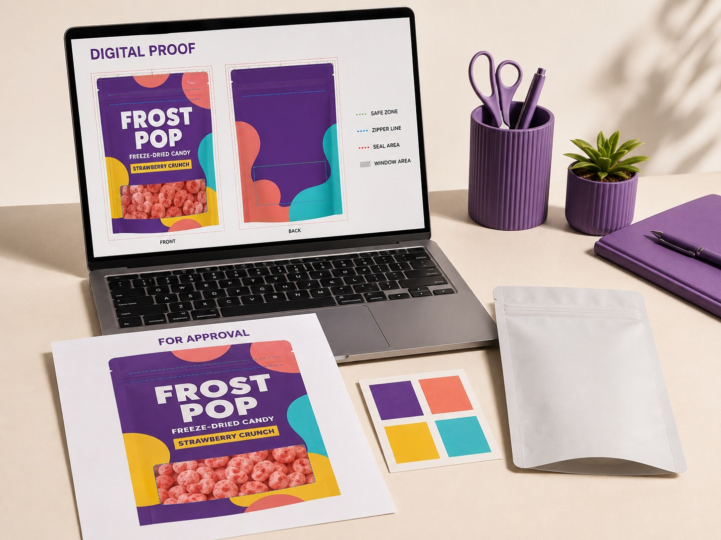Digital FROST POP pouch artwork proof ready for approval