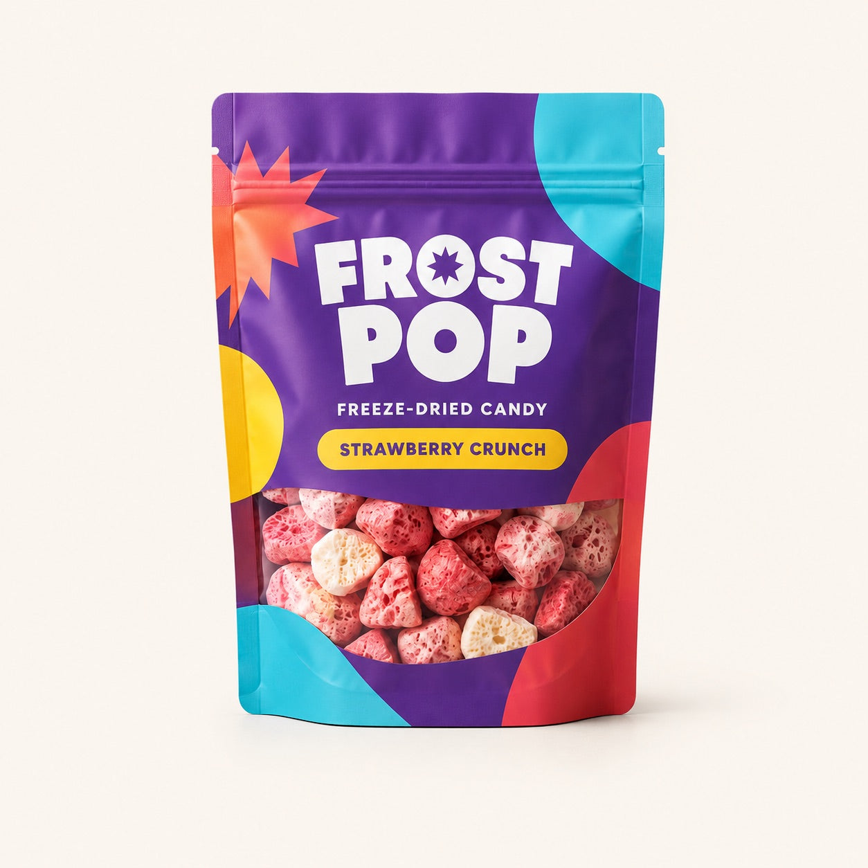 Front-facing FROST POP custom candy pouch