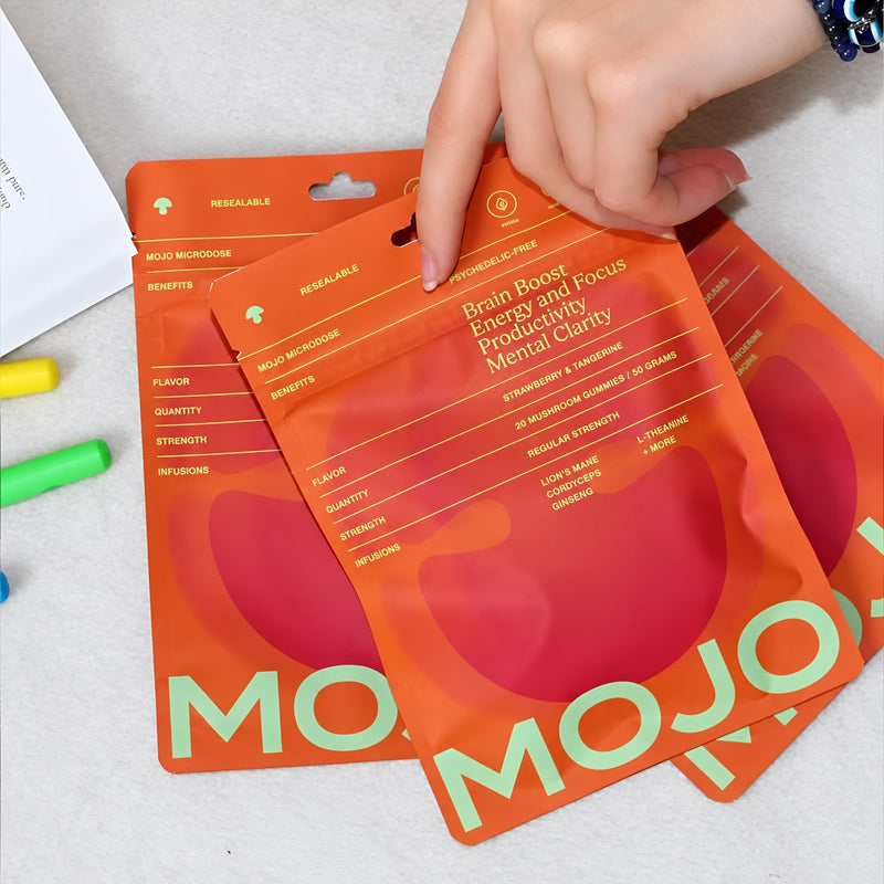 Orange printed pouches